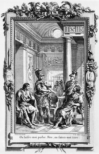 Illusztráció Pierre Corneille (1606-84) „Nicomédájához”, vésette Noel Le Mire (1724-1800)